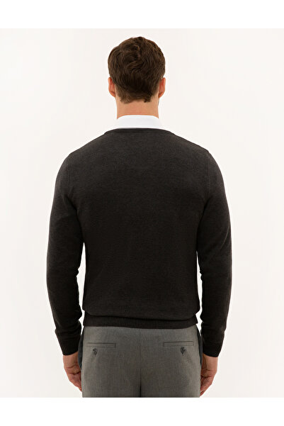 Pierre Cardin Πλεκτό πουλόβερ με λαιμόκοψη V Slim Fit Anthracite Melange - 50229214-vr081