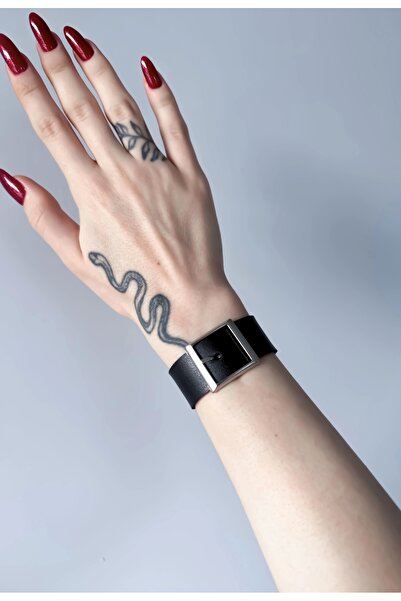 DarkellaStore سوار من الجلد الصناعي بإبزيم حزام قوطي قوطي (حجم للجنسين)