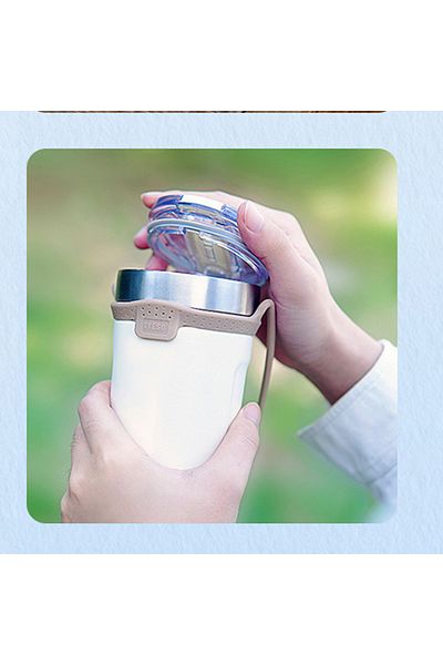 Tyeso White Soulmate Tumbler - Vacuum, Stainless Steel and Silicone Hanger, 710 ml