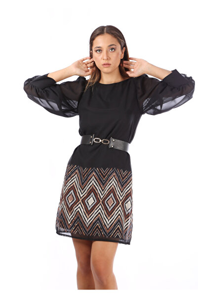 MODATALİKA Modatalika Kadın Şifon Kemerli Elbise