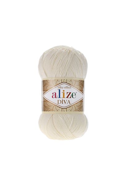 Alize Diva Mercerized Thread - 62 Light Cream - 100 γρ. 350 Mt.