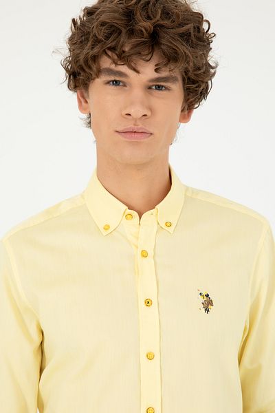 U.S. Polo Assn. Ανδρικό κίτρινο μακρυμάνικο πουκάμισο Basic 50263099-VR094