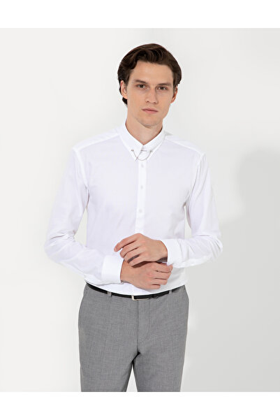 Pierre Cardin Cămașă albă slim fit tip smoking 50251106-VR013