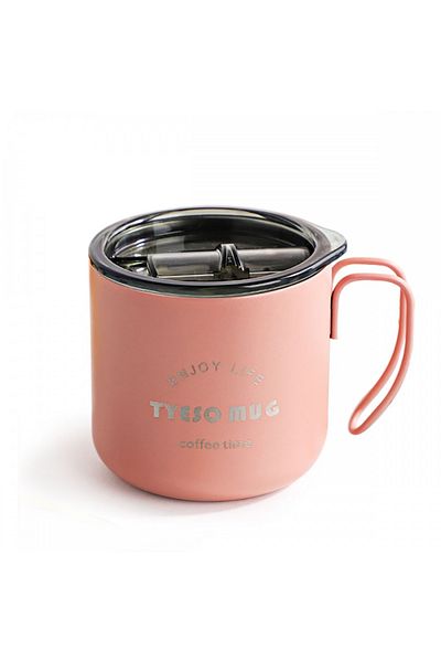 Tyeso Fiery Mug Vakumlu Paslanmaz Çelik Termal Kapaklı 350ml Pembe