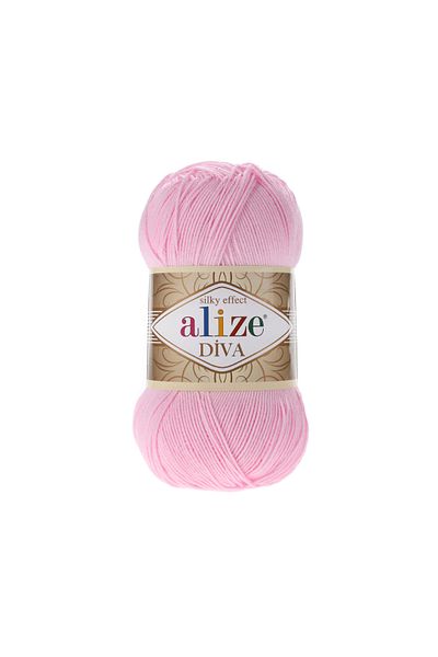 Alize Σχοινί Mercerized Diva - 185 Baby Pink - 100 γρ. 350 Μ. Παστέλ ροζ