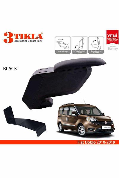 3 Tıkla Fiat Doblo 2010-2019 Black Armrest Armrest with Steel Legs Without Piercing