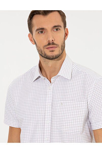 Pierre Cardin Bej Regular Fit Kısa Kollu Gömlek 50252474-VR011