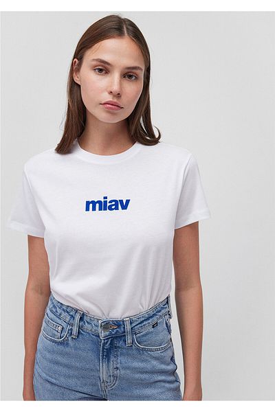 Mavi Weißes T-Shirt mit Miav-Aufdruck, reguläre Passform / normaler Schnitt 1610622-620