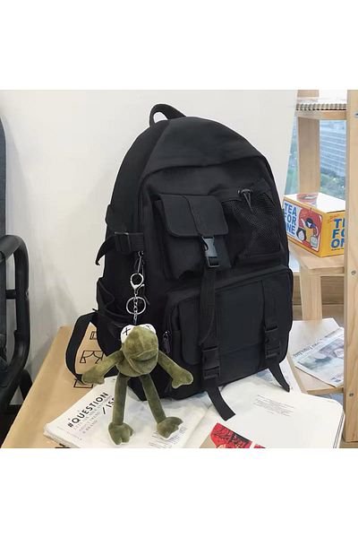 Köstebek Multi-Compartment Black Fabric Backpack