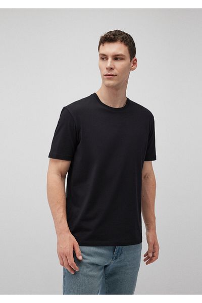 Mavi Schwarzes Stretch-Basic-T-Shirt mit normaler Passform 0610252 -900