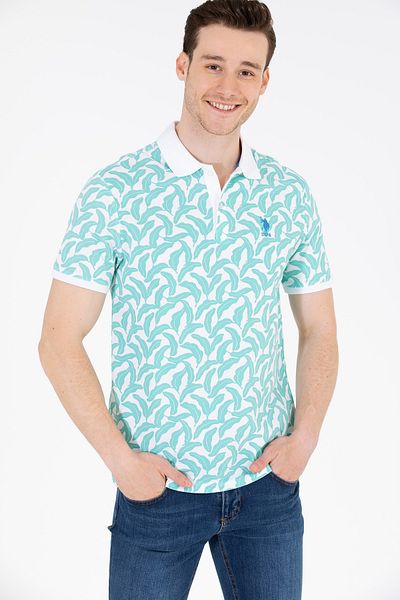 U.S. Polo Assn. Pánské tričko s pololímečkem mintové barvy 50263272 -VR090
