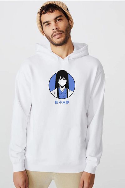 Tshirthane Φούτερ Gintama Anime Kotaro Minimal White Ανδρικό φούτερ με κουκούλα 3 κορδονιών