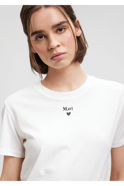 Mavi Weißes T-Shirt mit Logo-Print, reguläre Passform / normaler Schnitt 1601185-33389