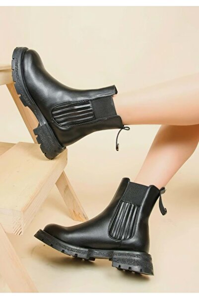 FELES Women's Boots Elastic Sole Chelsea Casual Boots Women's Boots Black