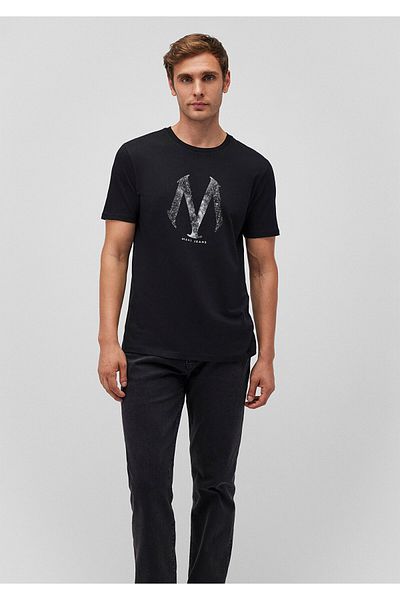 Mavi Schwarzes T-Shirt mit Siegellogo-Aufdruck, Slim Fit / Slim Fit 0611023-900