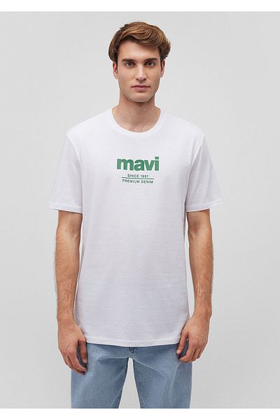 Mavi Bílé tričko s logem Regular Fit / normální střih 066849-620