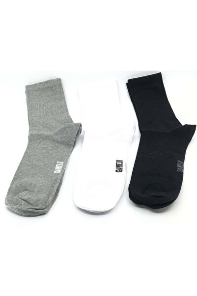 Kocamanlar Ayakkabı Памучни чорапи Gamelu, 3 броя, унисекс, дълги тенис чорапи, ЧЕРНО-СИВО-БЕЛО