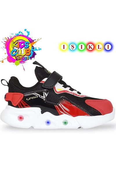 KOCAMANLAR Cool Ruby Red Orthopedic Lighted Children's Sports Shoes
