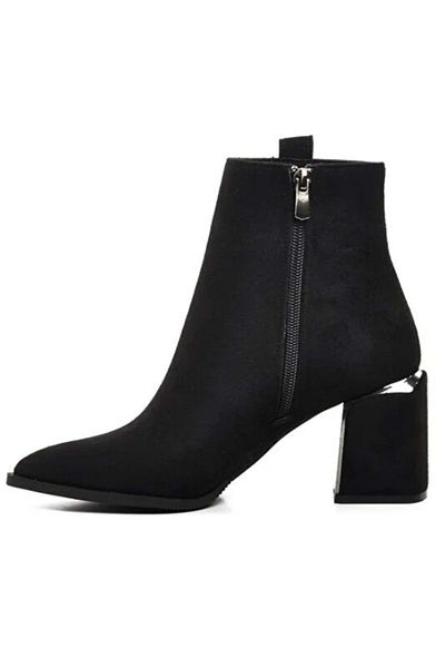KOCAMANLAR Cizme de damă clasice Feles Twist Stripe Stone Detailed BLACK-SUEDE