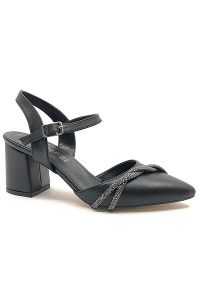 Kids Club Shoes Mehtap Cross Twisted Stone Detaliat Pantofi clasici de damă cu toc de 6 cm NEGRI