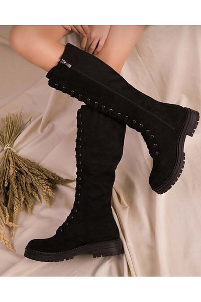 Kids Club Shoes Feles Black Boots Ghete Damă BLACK-SUET