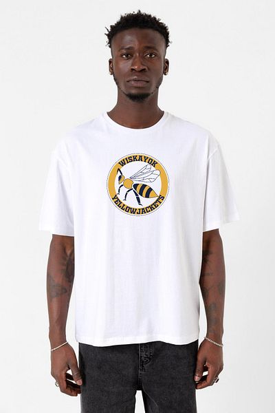 Tshirthane Ανδρικό μπλουζάκι με λογότυπο Wiskayok Yellowjackets Λευκό