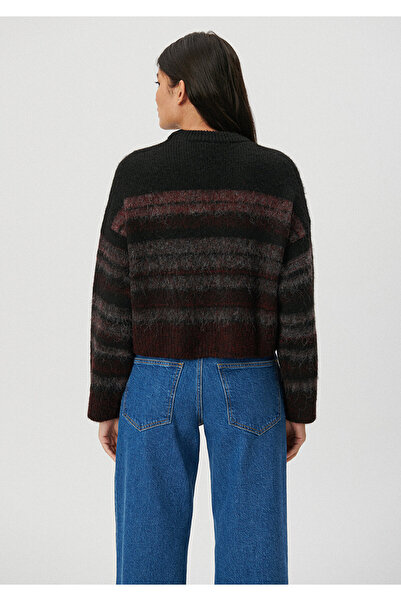 Mavi Siyah Kazak Crop / Kısa Kesim 1710367-85886