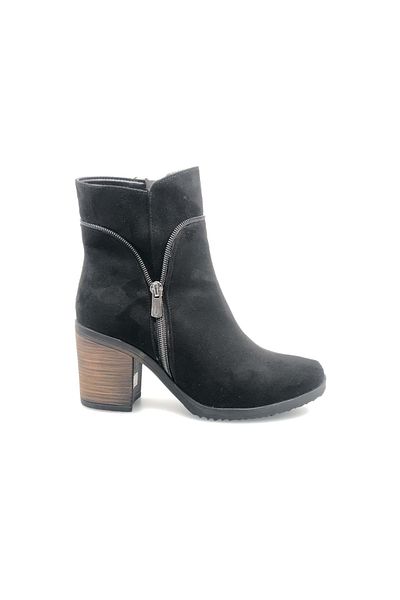Kids Club Shoes Mehtap Διακοσμητικές Γυναικείες Μπότες από καουτσούκ με φερμουάρ ΜΑΥΡΟ-SUEDE