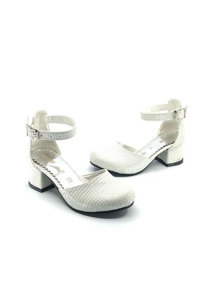 Kids Club Shoes Pantofi pentru fete cu toc İremsu 2811, alb-argintiu