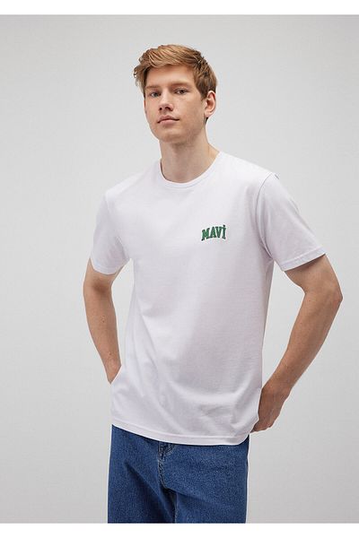 Mavi Bílé tričko s logem Regular Fit / normální střih 0611714-620