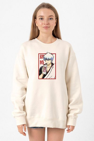 Tshirthane Gintama Anime Gintoki Fruit Juice Ecru Women's 2ip Sweatshirt