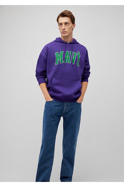 Mavi Logo Printed Hooded Purple Sweatshirt 067149-70693