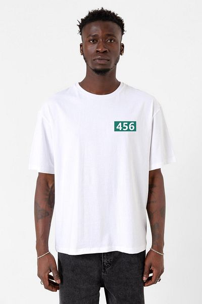Tshirthane Squid Game Player 456 Λευκό ανδρικό μπλουζάκι Oversize