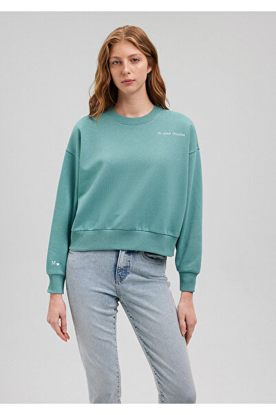Mavi Nakış Detaylı Yeşil Sweatshirt 1s10074-71823