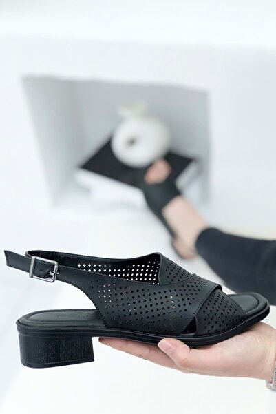 Feles Orthopedic Women's Diagonal Sandals with Open Back Shoes BLACK