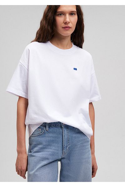 Mavi Weißes Basic-T-Shirt mit Rundhalsausschnitt, lockere Passform / lockere, entspannte Passform1612188-620