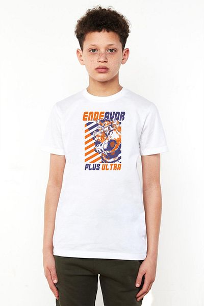 Tshirthane My Hero Academi Anime Endeavour Plus Ultra White Παιδικό μπλουζάκι ποδηλασίας