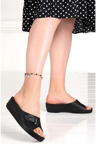 Kids Club Shoes Aryan 09-701 Ορθοπεδικές Γυναικείες Παντόφλες ΜΑΥΡΟ