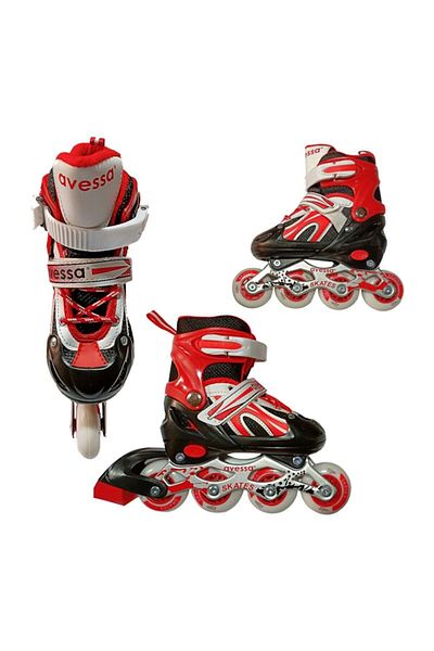 Kids Club Shoes Avessa Lighted Caster Double Row Adjustable Skate (WHEEL DEVICATIONS AVAILABLE IN IT) Red