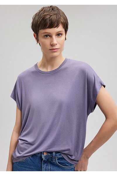 Mavi Purple Low Shoulder Basic T-Shirt - Regular Fit1611649-70608