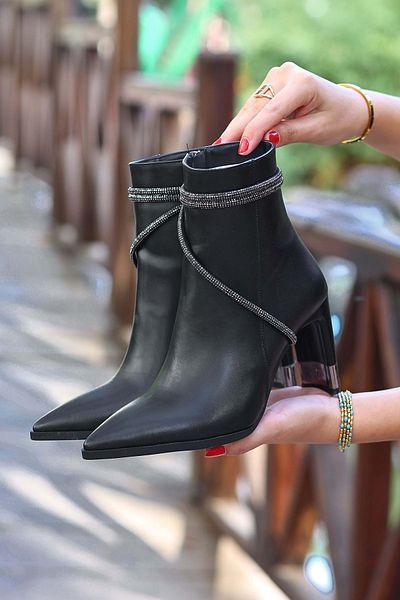 Kids Club Shoes Γυναικείες μπότες Feles Stone Heeled ΜΑΥΡΟ