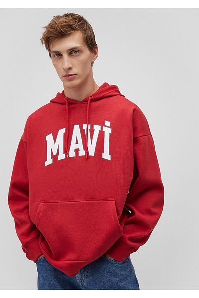 Mavi Rotes Kapuzensweatshirt mit Logo-Aufdruck067149-86417