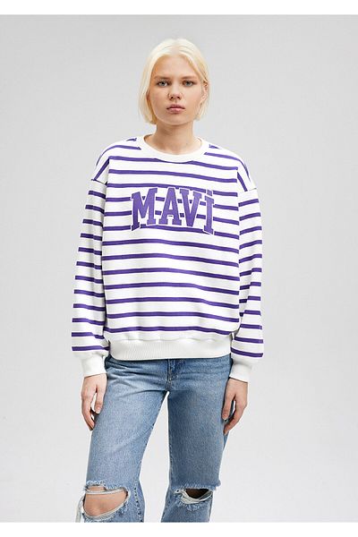 Mavi Hanorac cu dungi violet cu sigla 1s10099-86806