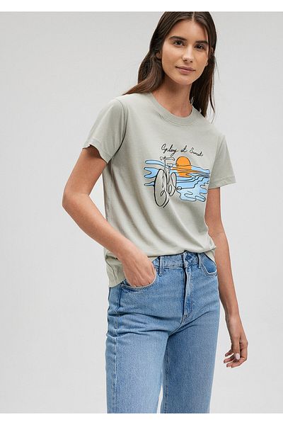 Mavi Bicycle Printed Green T-Shirt Slim Fit / Slim Fit 1612397 -70155