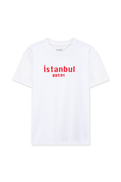 Mavi Istanbul Printed White T-Shirt Loose Fit / Loose Relaxed Fit7610175-620