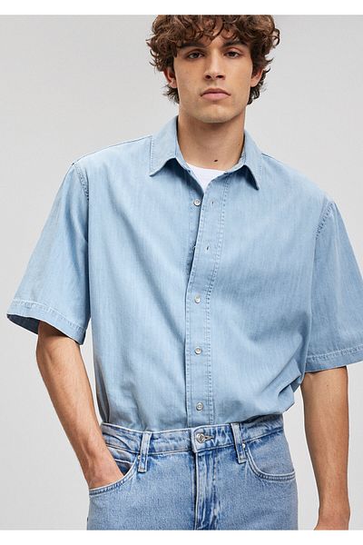Mavi Benson Casual Light Blue Oversize Jean πουκάμισο -0210220-87155