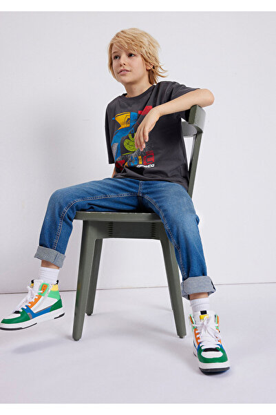 Mavi Sonic Baskılı Antrasit Tişört Oversize / Geniş Kesim 6610160-80106