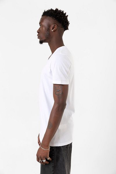 Tshirthane Λογότυπο Dragon Ball Z Anime Λευκό ανδρικό μπλουζάκι με λαιμόκοψη V