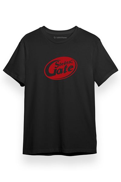 Tshirthane Steins Gate Minimal Logo Μαύρο κοντομάνικο ανδρικό μπλουζάκι