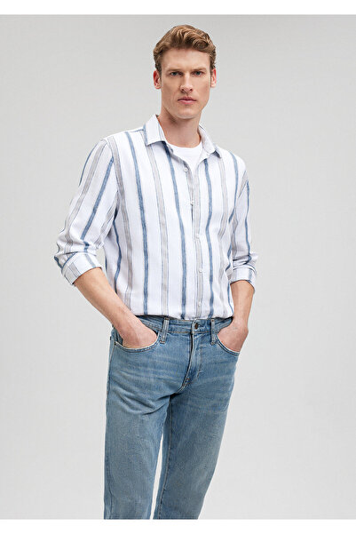 Mavi M0211031-70718 Çizgili Gömlek Koyu Denim Ss Erkek Gömlek